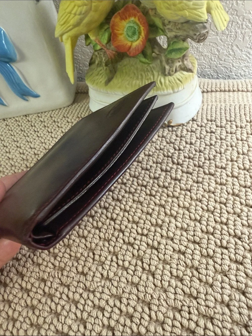 Leather Bifold Wallet Portafoglio Toscano Burgundy Made In Italy